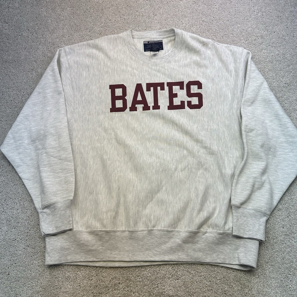Vintage 00s Champion Reverse Weave College Sweatshirt Bates Gray Size XL